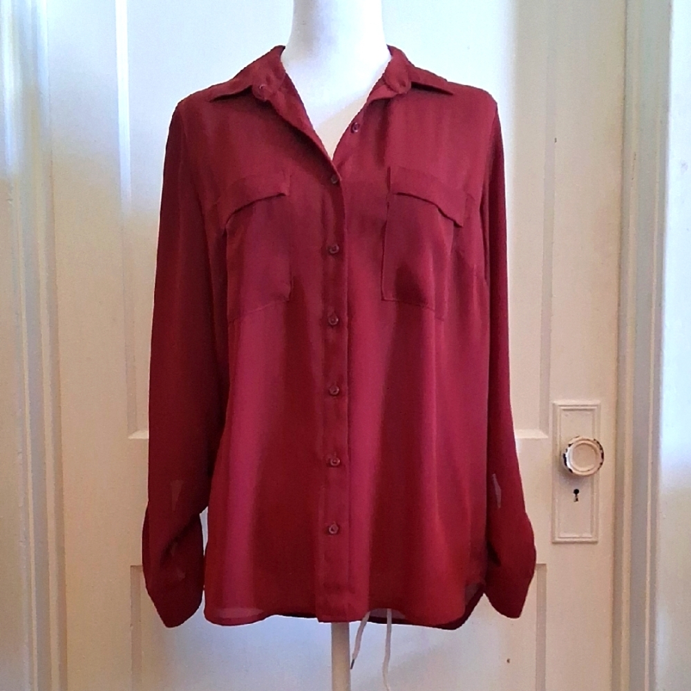 Apt. 9 Women's Red Button Down Shirt